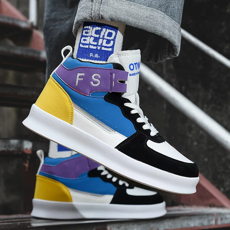 Winter Fashion Green Skateboard Shoes Men High Top Vulcanized Sneakers Man Platform Non-Slip Flats Sport Shoes Male Zapatillas