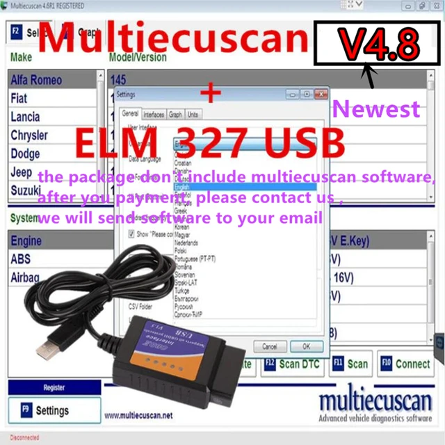 2023 популярное программное обеспечение MultiEcuScan 4,8 для ремонта ...