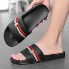 Brand Men Slippers Shoes Leather Summer Soft Footwear Fashion Male Water Shoes Slides Outdoor Rubber Flat Men Sandals Beach Shoe