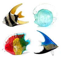 4 types vivid crystal glass tropical fish animal figurines hand blown glass craft modern sculpture home table decor xmas gift