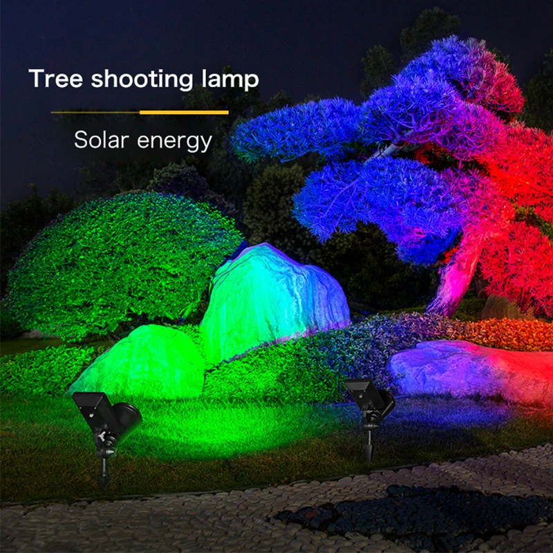 

IP65 Outdoor LED Spot Light Lawn Lamp RGB Waterproof Spotlight Solar Panel Lighting Landscape Yard Garden Tree Separately Lamp