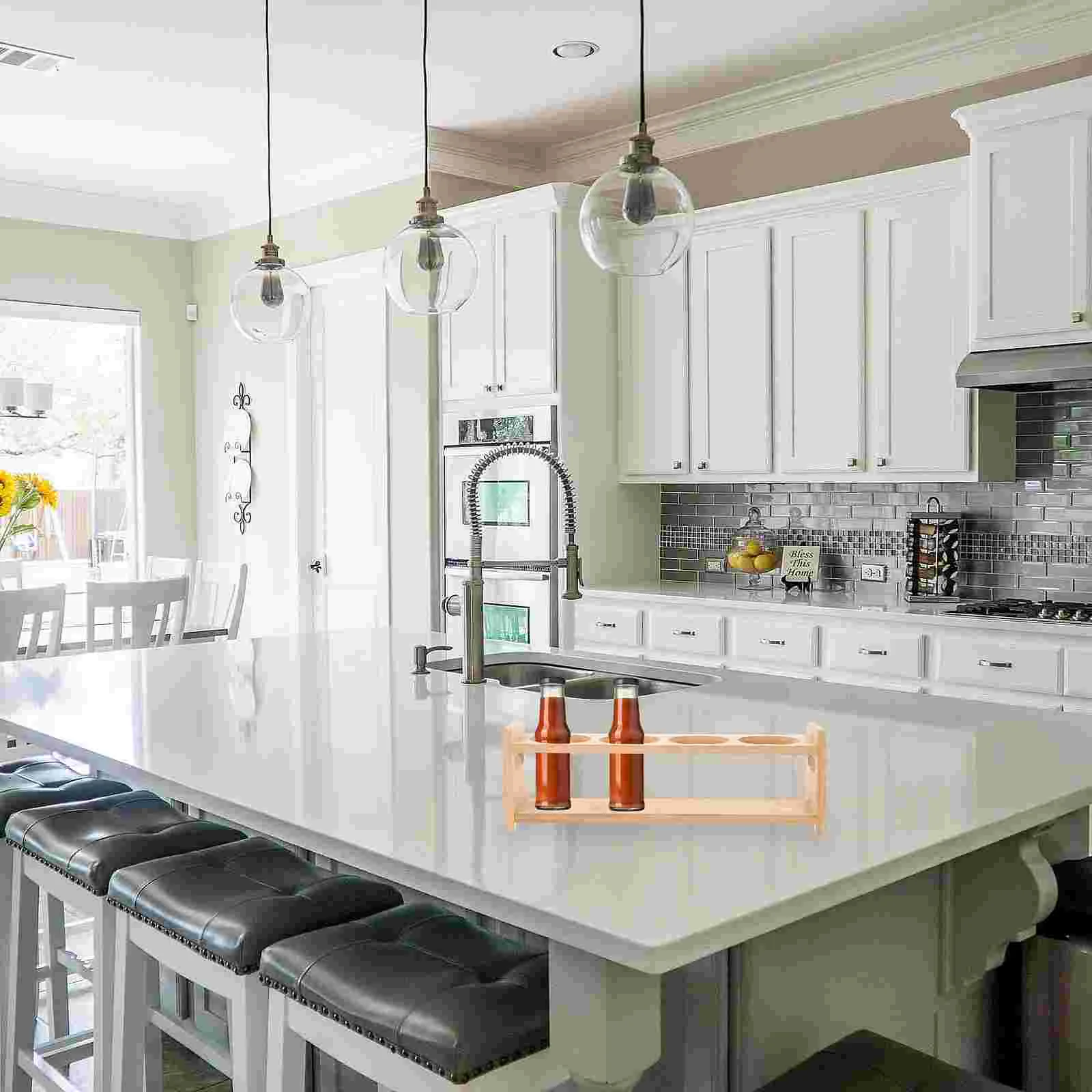 Стеллаж для хранения банка специй деревянная кухонная полка с четырьмя