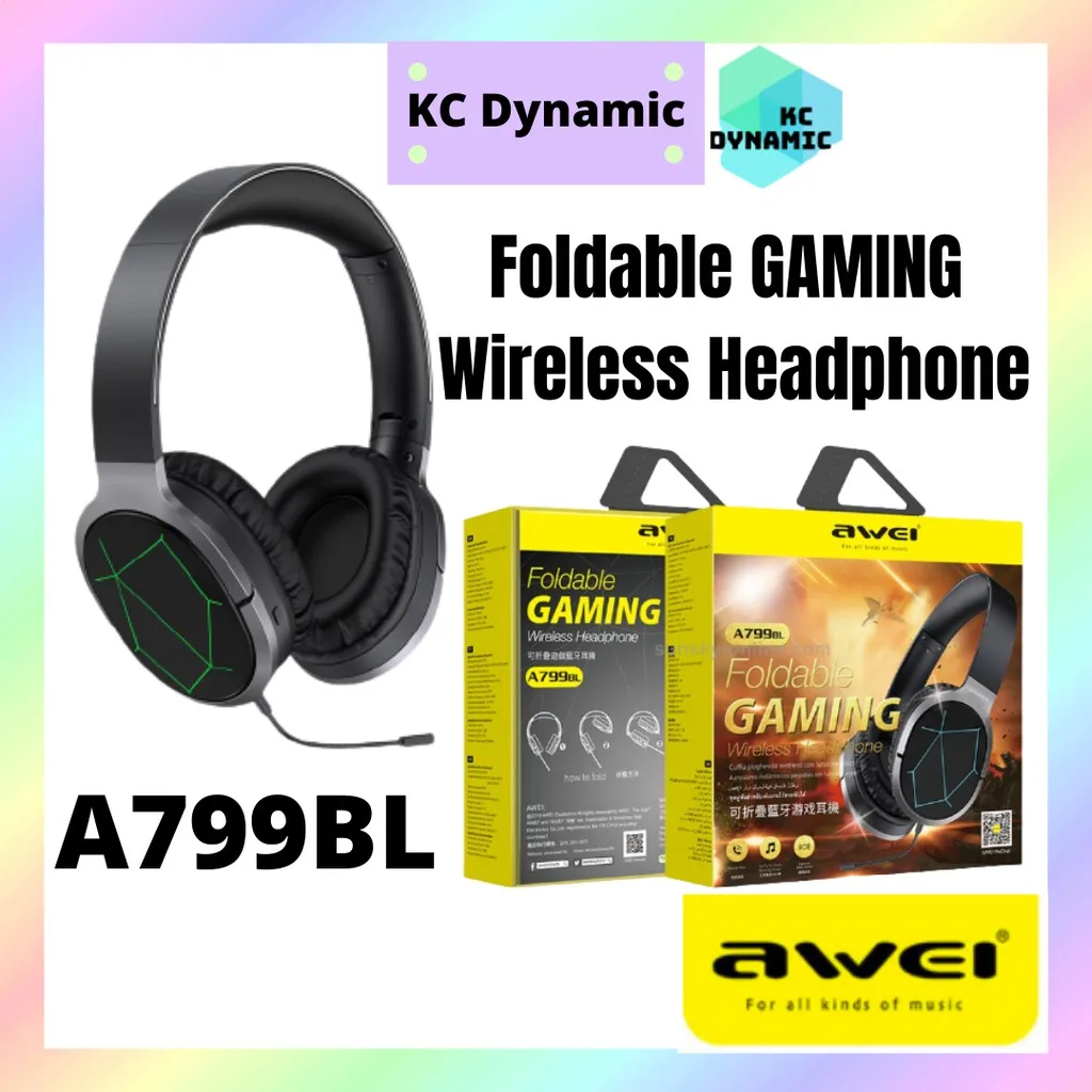 

Awei A799BL Foldable Wireless Bluetooth 5.0 with Microphone PUBG Gaming Headphone Non-Delay Headset Present Gift