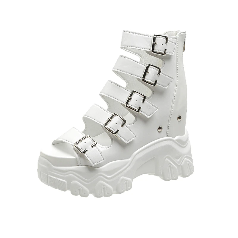 Women Gladiator Sandals Summer 6CM Ladies Beach Wedge Slippers New 2023 High Platform Chunky Hollow Buckle Shoes Sandalias Mujer