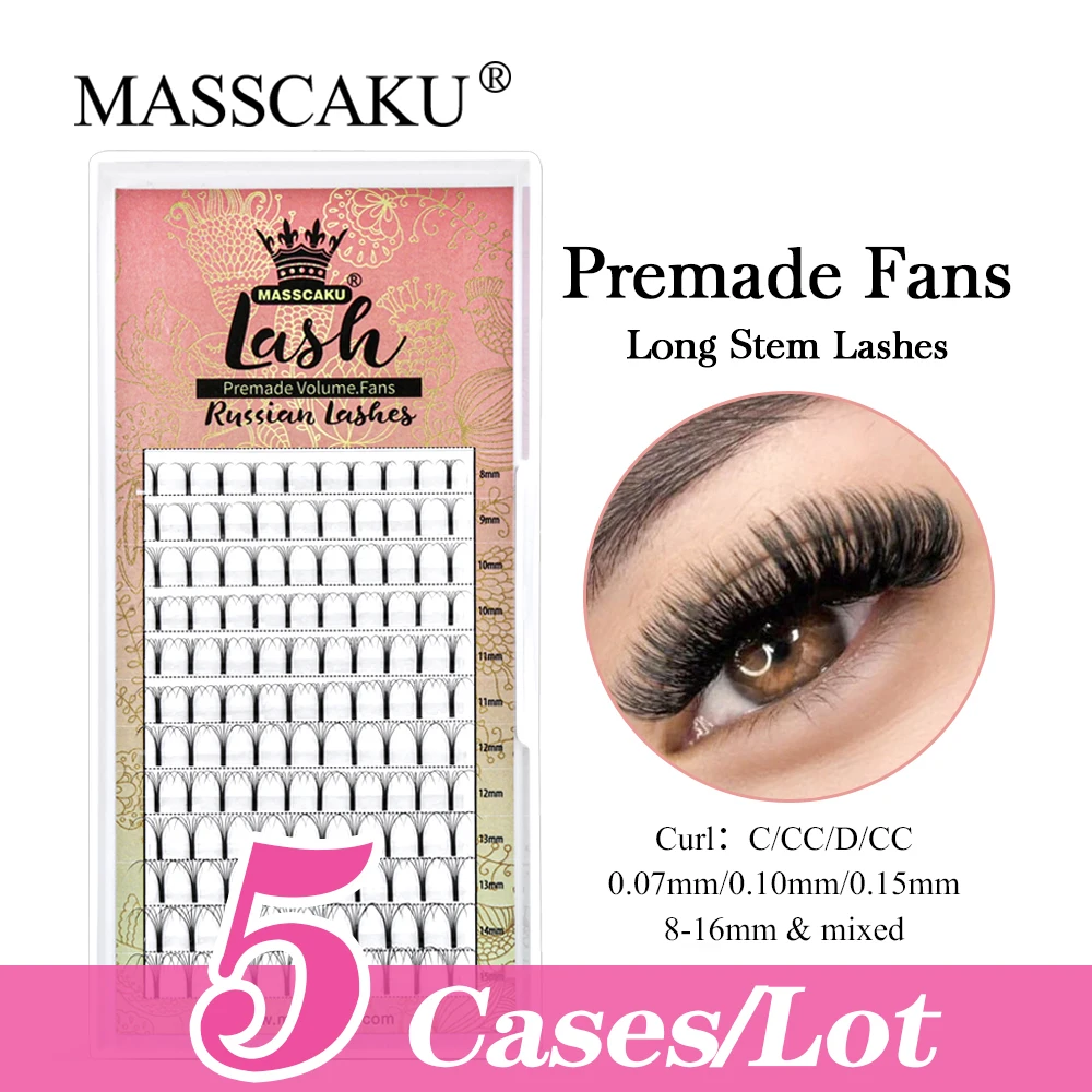 

5Pcs Lash Extensions C D Curl Long Stem Premade Fans Eyelash Extensions Pointy Base Volume Lash Extensions Pre Made Volume Lash