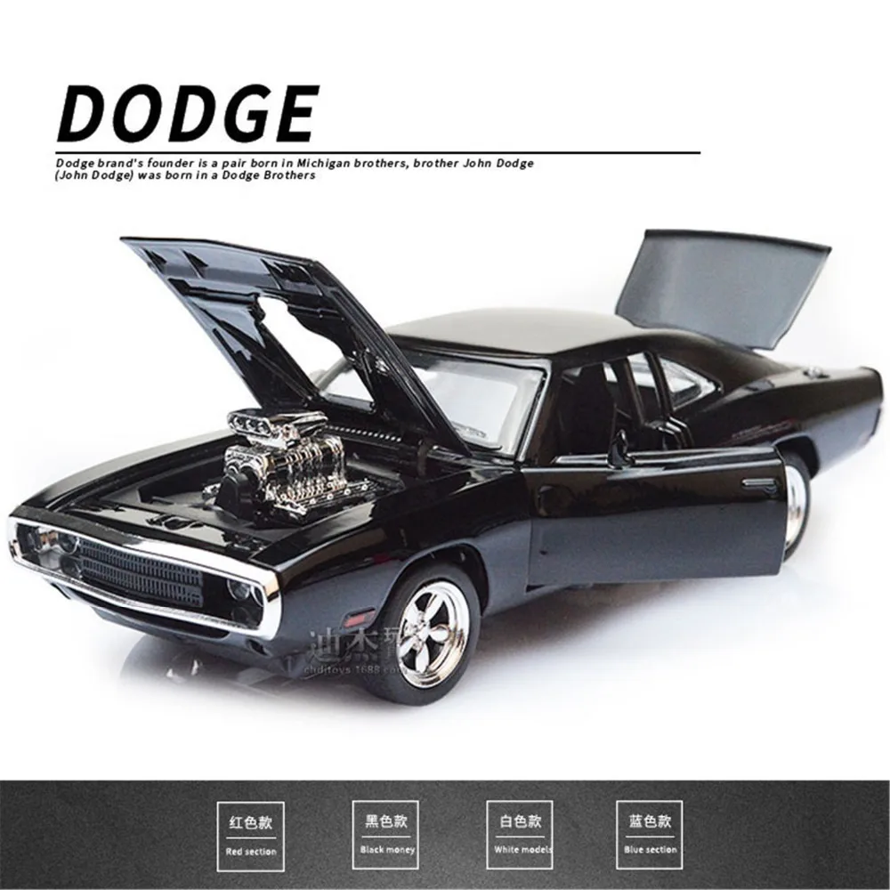 

1/32 Furious Dodge Charger Car Model Diecast Alloy Horses Muscle Vehicle Models With Sound Lighting Toy Gift For Collection