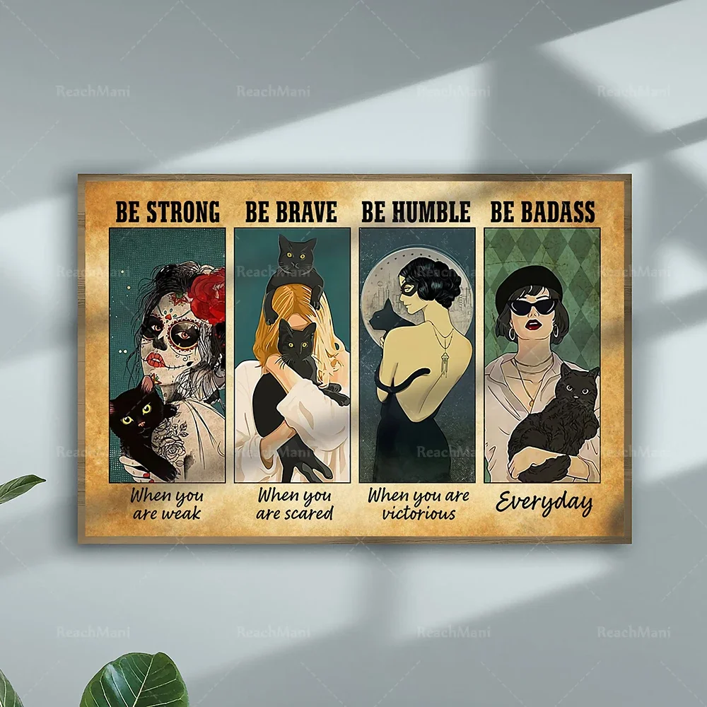 Плакат с изображением кота-сильный храбрый гумор будьте беса настенное