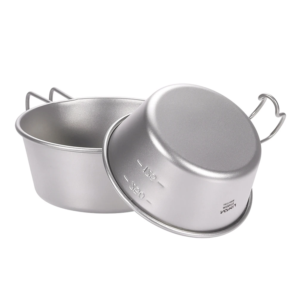 

Lixada 2022 Outdoor Titanium Bowl 350ml/520ml with Handle Food Fruit Container for Camping Hiking Travel Picnic Supplies