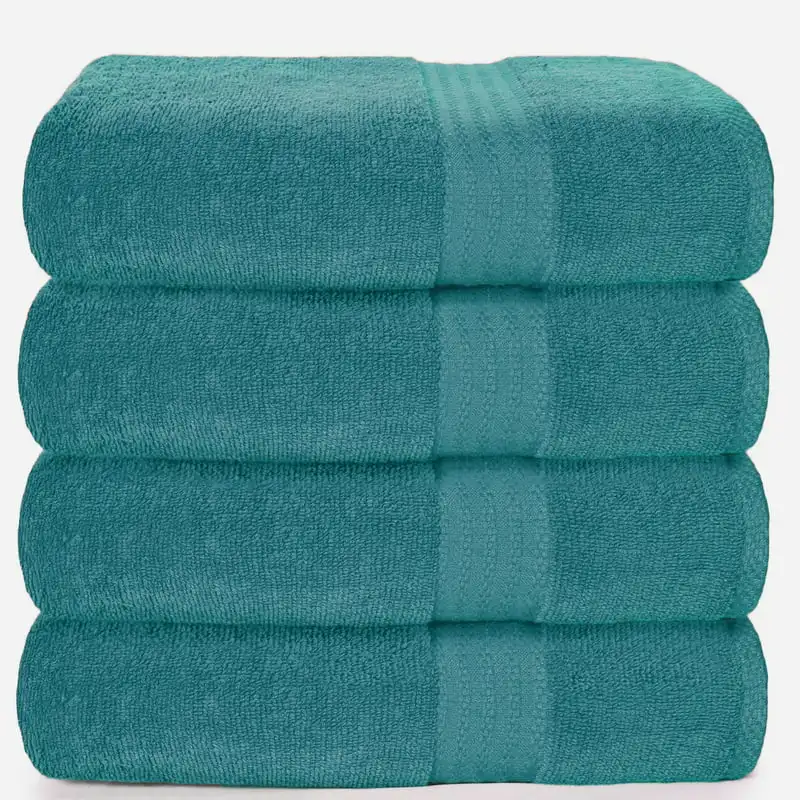 

100% Pure Cotton 4 Pack Bath Towel Set - 27x54 Ultra Soft & Highly Absorbent - Ideal for Everyday Use - Teal Color - 4 Towels in
