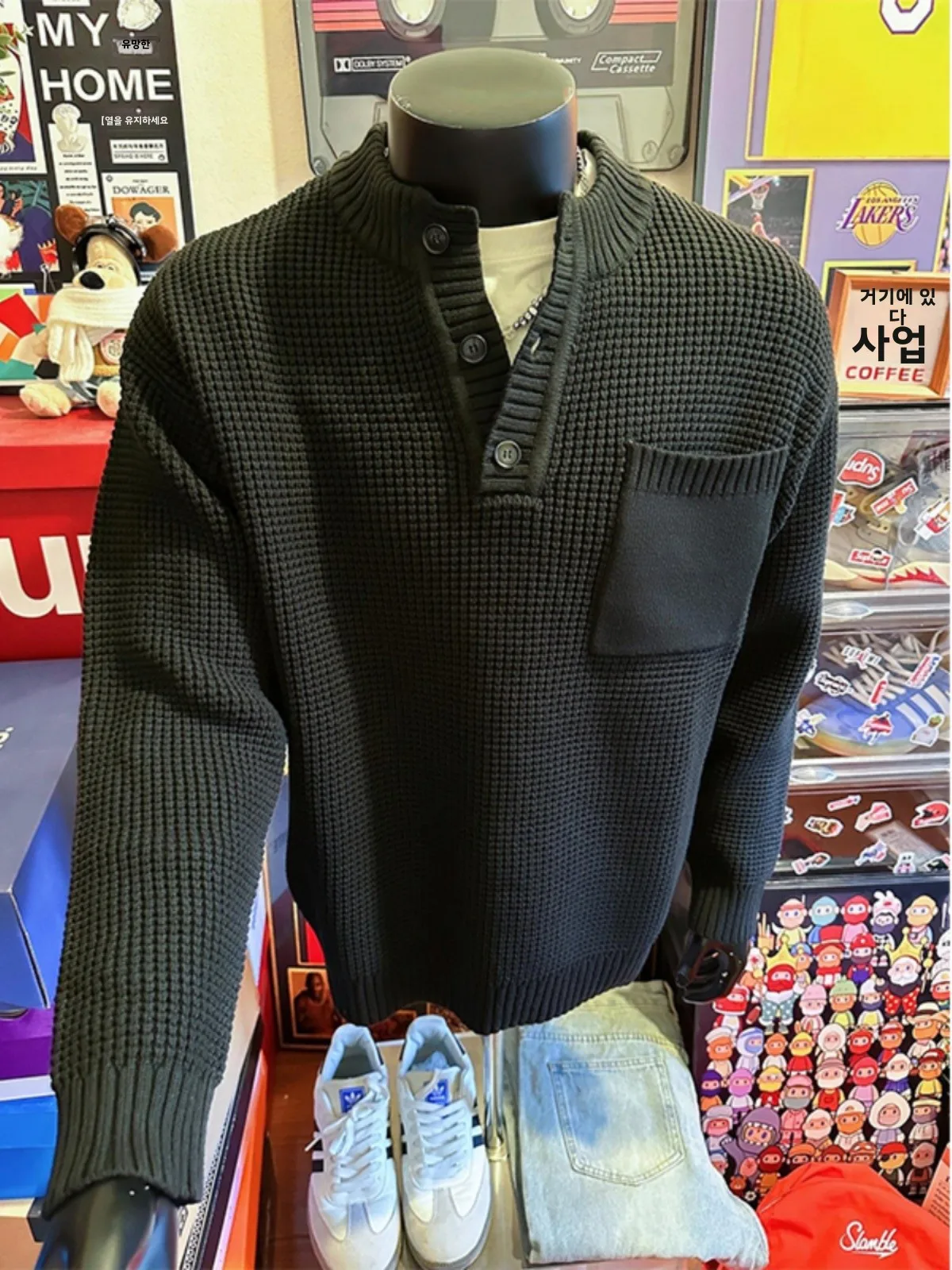 Свитер с воротником Генри Old Money Sle мужской зимний свитер v-образным вырезом и