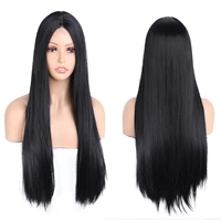 synthetic long stright wigs front lace wigs for women ombre black brown wigs with natural middle part cosplay daily hair wig