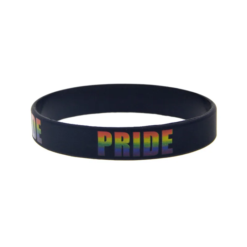 1 шт. силиконовые браслеты Pride шириной 1/2 дюйма браслет с тиснением и принтом