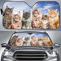 3d adorable maine coon team blue sky pattern car sunshade car window sun cover for maine coon lover cat mom gift car windshie