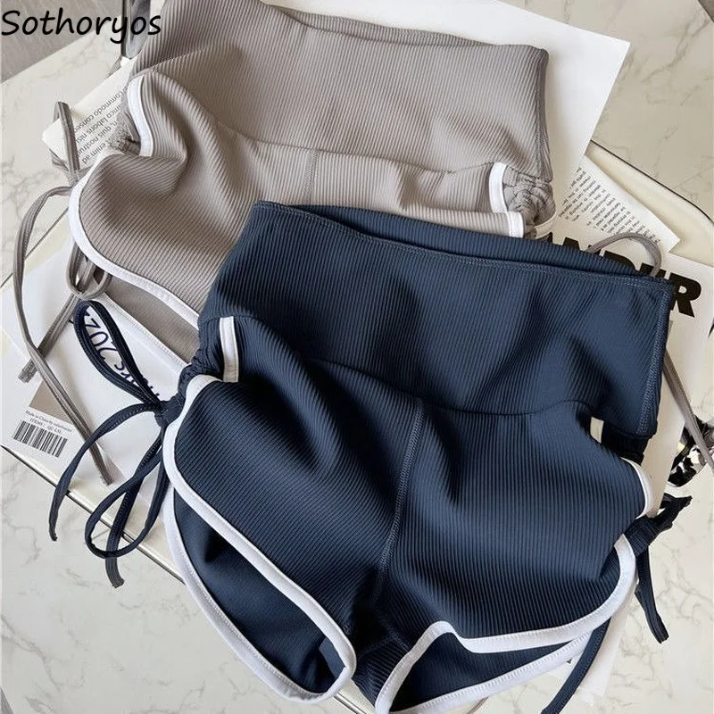 

Sporty Shorts Women 5 Colors Slim Panelled Leisure Bandage Simple Summer Empire Trousers Design Stylish Korean Style Breathable