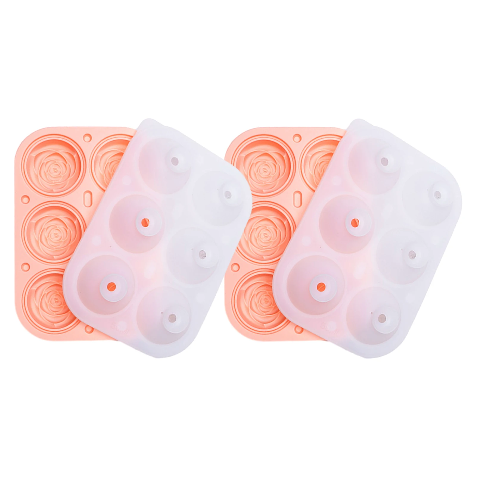 

2pcs Easy Release Convenient Multifunctional 3D Leakproof Practical Safe Flower Shape Cocktails Juice Rose Ice Mold 6 Cavity