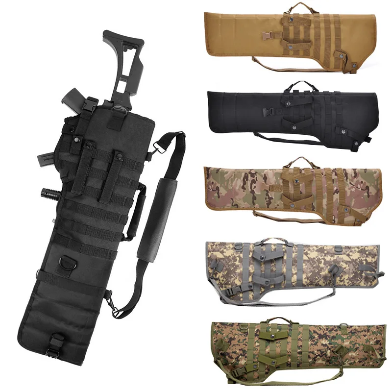 Military Tactical Dual Rifle Shotgun Bag Scabbard Holster Gun Carry Backpack Airsoft Gun Holster Hunting Molle Pouch Bag
