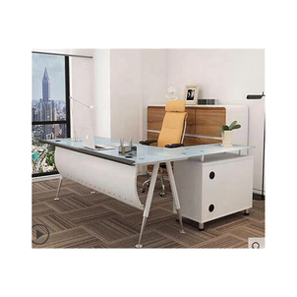 

Toughened Glass Desktop Modern Office Furniture Desk