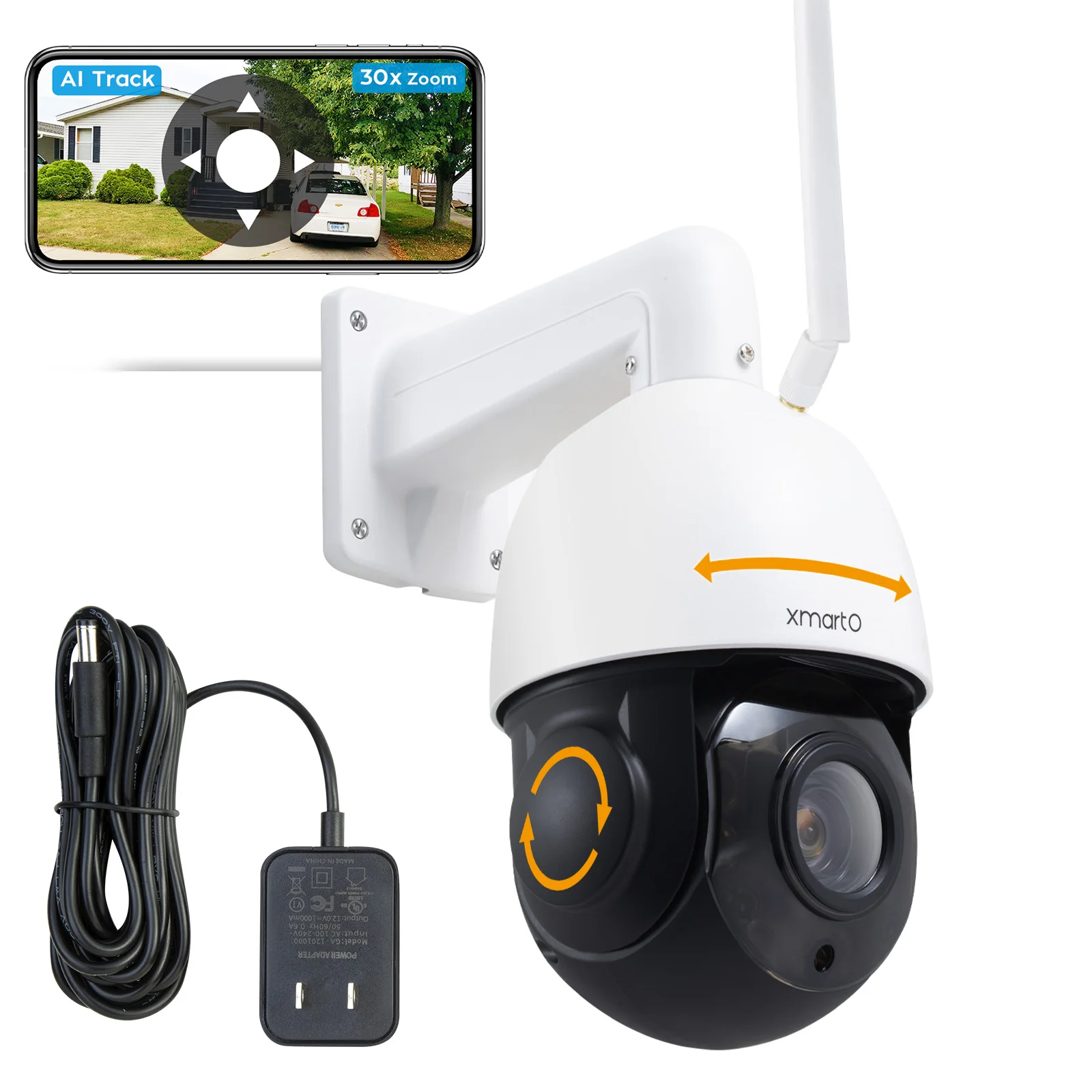 

[AI Track 240x Zoom] XMARTO 3MP Security Camera Outdoor Wireless, AI Auto Track, Auto Flood Light, Color Night Vision (DX30530)