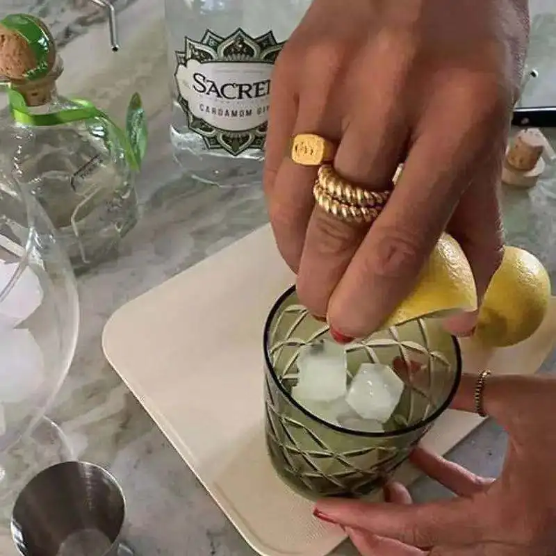 Открытое кольцо в виде Луны из 18-каратного золота Регулируемые кольца женские