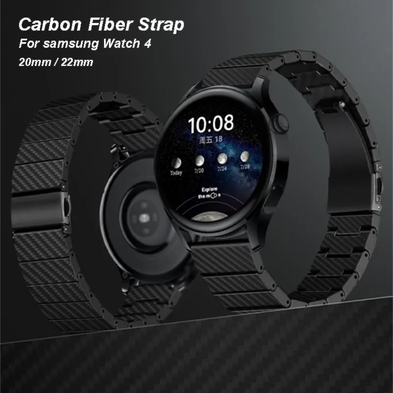 

20mm 22mm Carbon Fiber Strap For Samsung Galaxy Watch 4 40 44mm classic 42 46mm Band Amazfit bip/gts/gts 2mini GTR 47MM 2 3 Pro