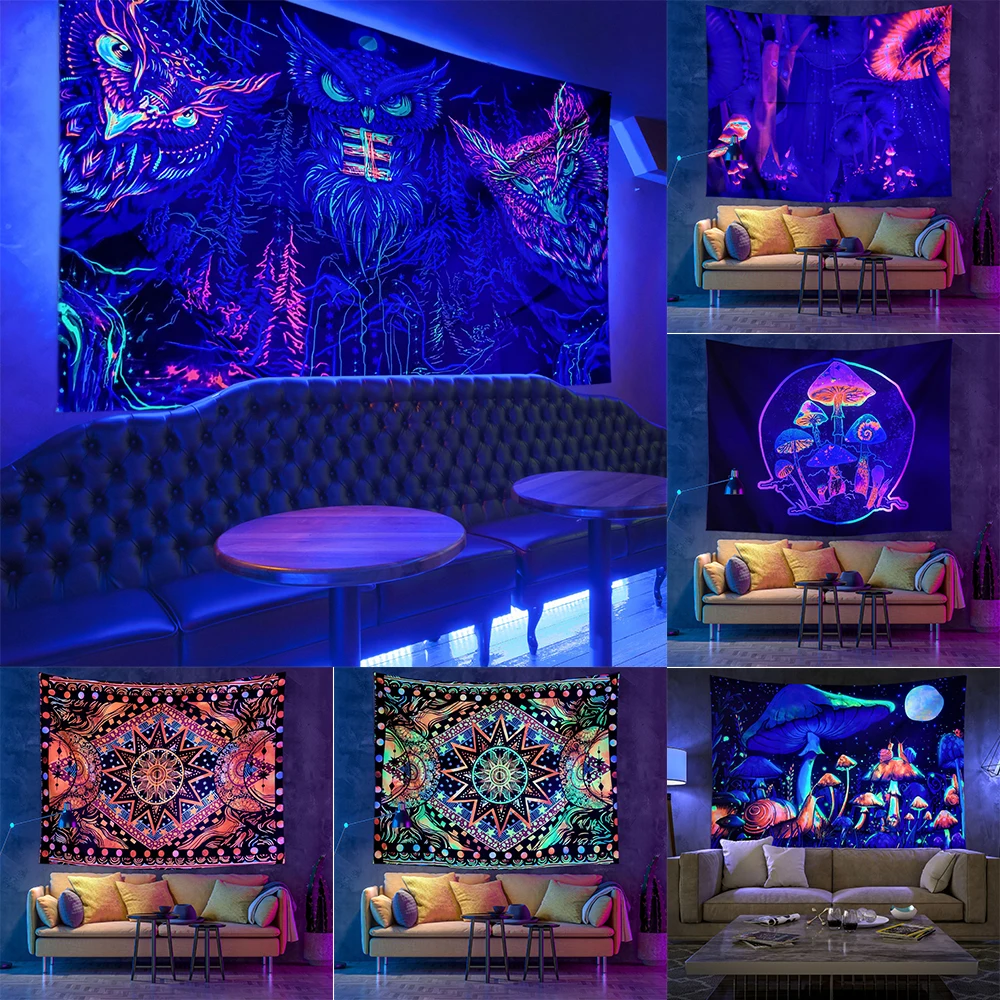 

Сказочный психоделический ковер в виде грибов, домашний декор в стиле бохо, хиппи, украшение для детской комнаты, гобелен