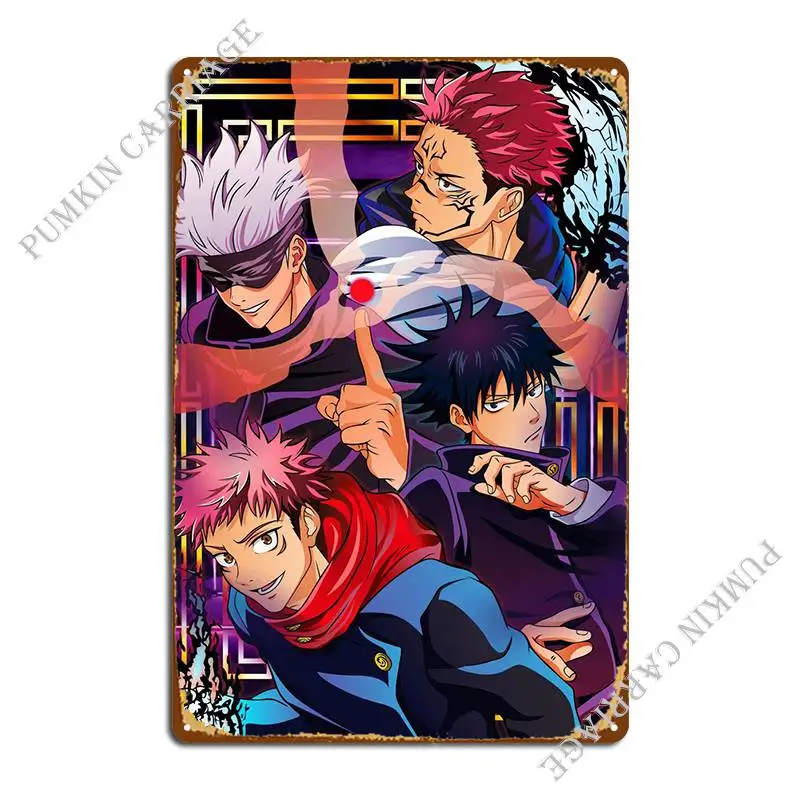 

Аниме металлические знаки juютсу Kaisen, забавный домашний клубный жестяной плакат