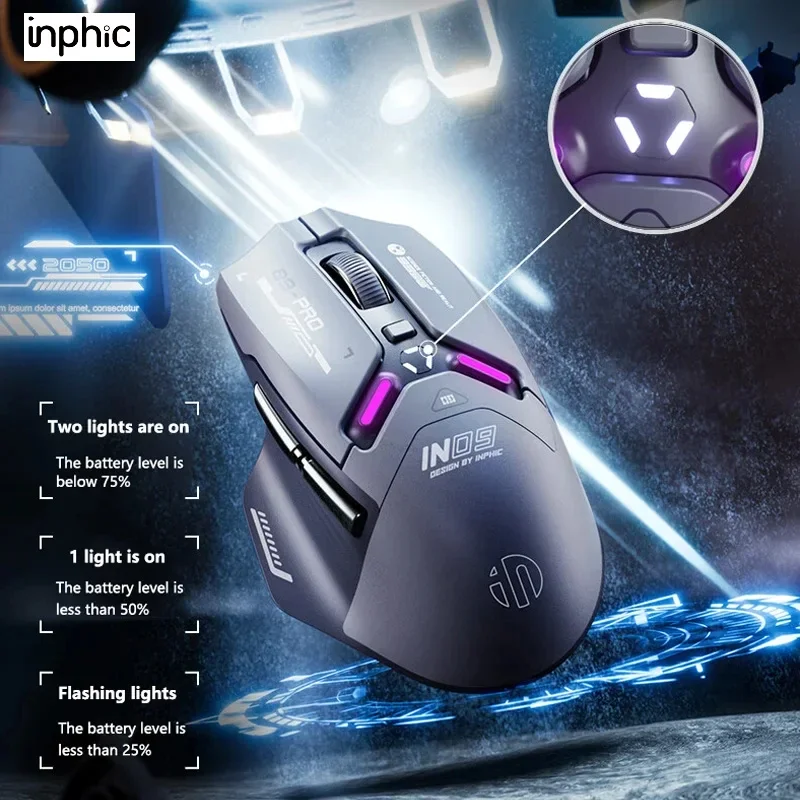 Bluetooth-мышь Inphic IN9 PRO перезаряжаемая беспроводная игровая мышь 2 4G 26000 точек на дюйм