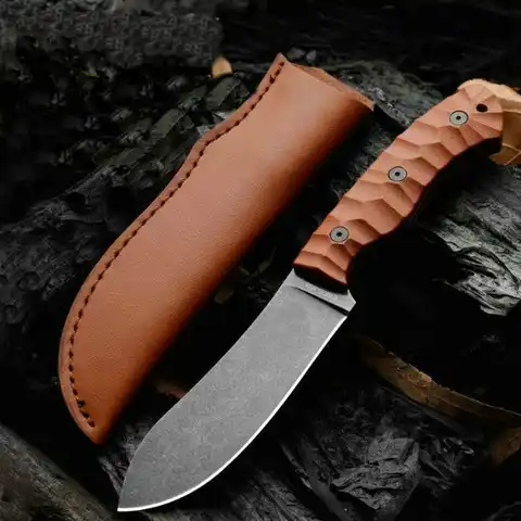 Охотничий нож TRSKT, модель 1095 года, стальные универсальные ножи для выживания на природе, кемпинга, крысы, кухонный инструмент, льняная ручка, ...