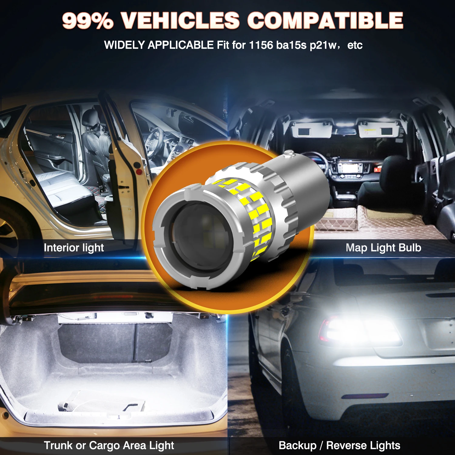 2 шт. 1156 BA15S P21W CANBUS LED-лампы для автомобиля, сверхъяркие, с диодами Turbo и чипами SMD 1440+3020, стоп-сигналы для Opel Astra J H GTC (art.: 3920dc8a02084) - 3920dc8a02084