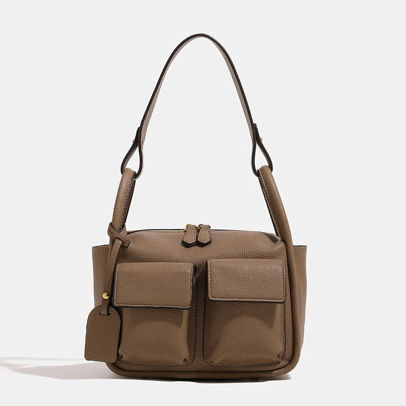 New Women 2023 Stylish Litchi Pattern Soft Pu Leather Shoulder Bag Purses And Handbags Luxury Designer Brand