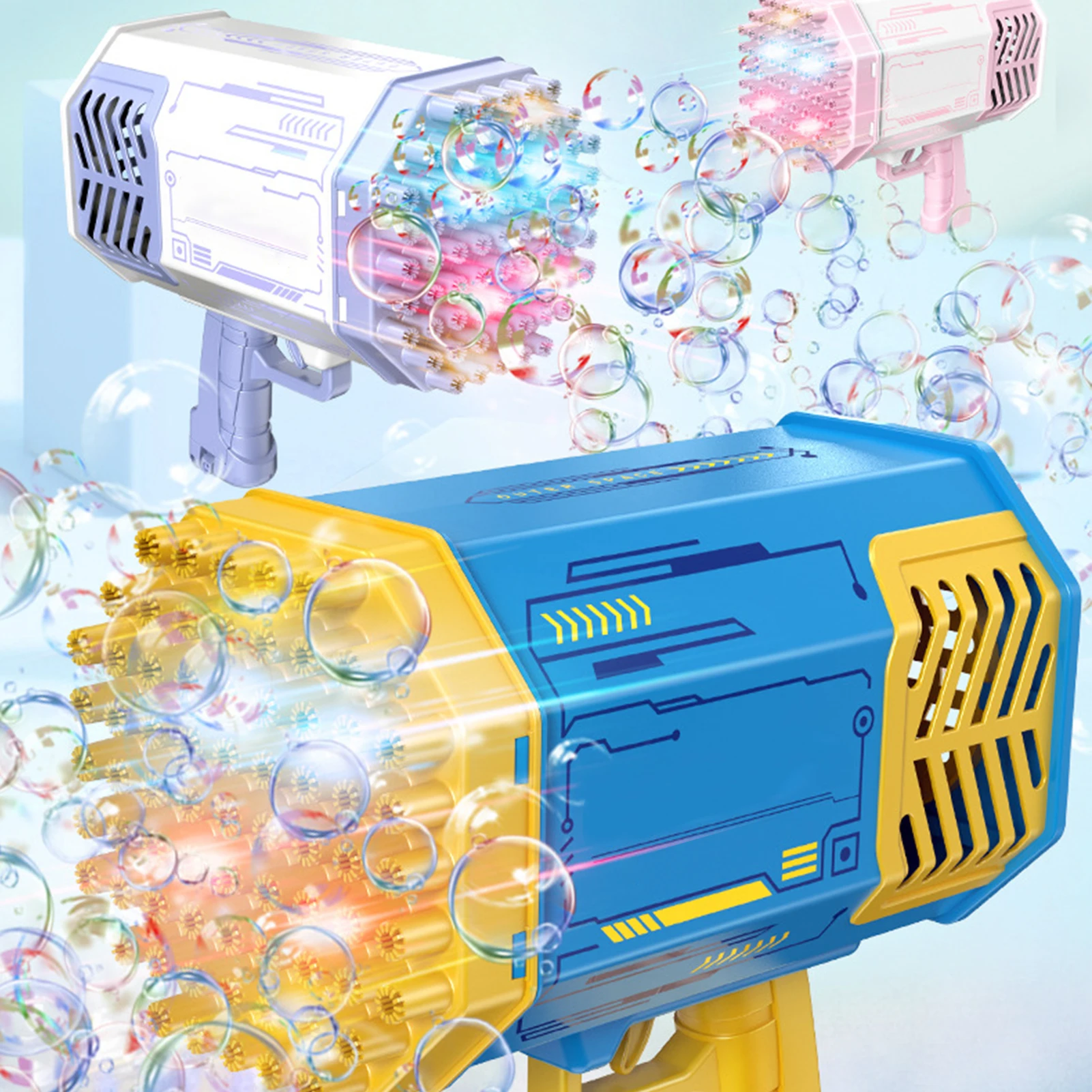 

69 Holes Gatling Bubble Guns for Kids Electric Automatic Flashing Bubble Machine Rocket Launcher Children Toys Boys Girls Gift