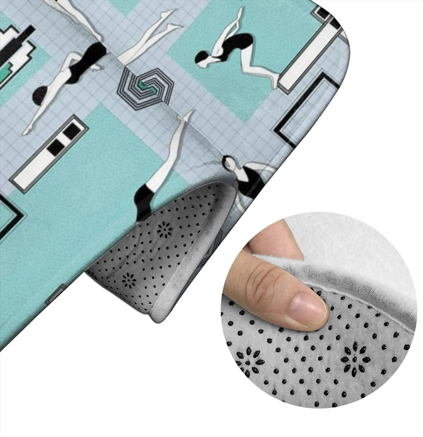 

Art Deco Swimmers (Big S Bathroom Mat Sets 3 Piece Set Rugs Memory Foam Mat Set Toilet Seat Cover bath Mat Lid Cover
