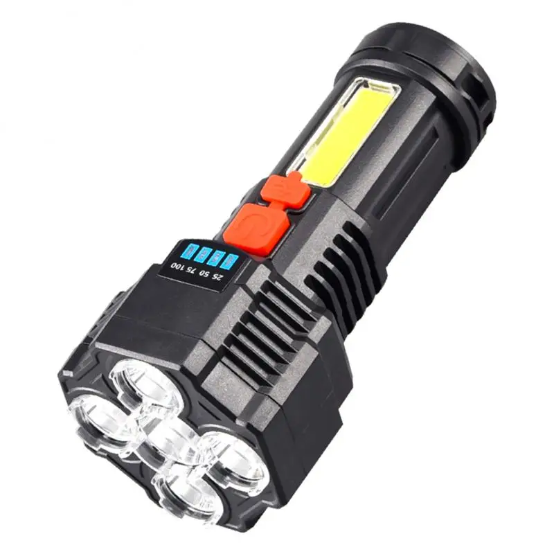 

F-t25 Led Super Bright Flashlight Push Switch Mini Led Torch Usb Charging High-strength Zoomable Torch Light Abs 1200mah