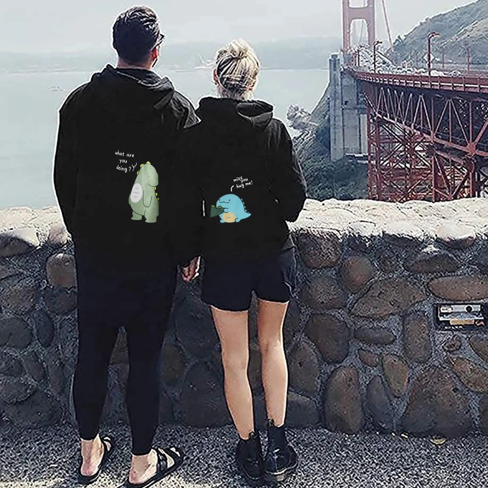 

Женская толстовка с капюшоном, пуловер с принтом динозавра для влюбленных, Женская Толстовка на годовщину пары