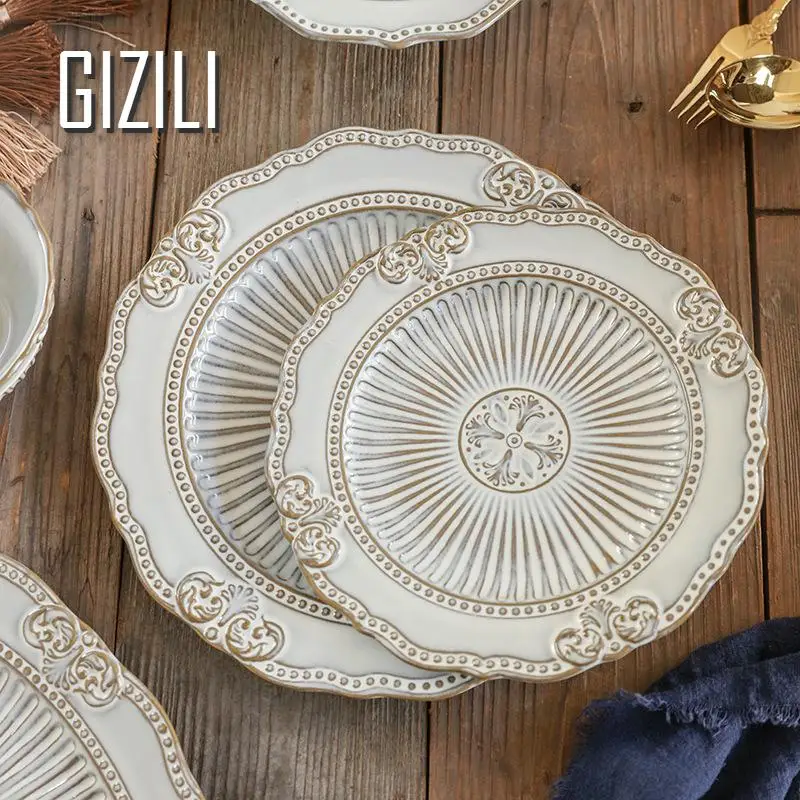 Набор тарелок для французского ужина Роскошная Посуда набор в стиле ретро