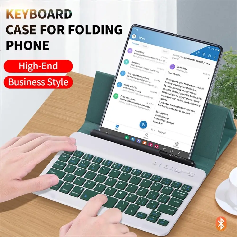 For Samsung Galaxy Z Fold 4 3 2 Magnetic Bluetooth Wireless Keyboard Case Folding Leather Stand Keyboard Cover With Optional Pen