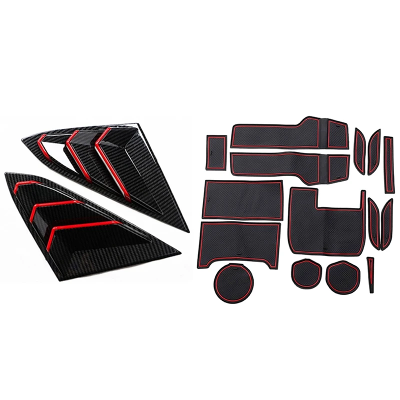 

15Pcs Cup Mats,Door and Center Console Liner with Rear Triangular Blinds Cover,for Honda Civic 10Th 17-19 & Civic 19-16