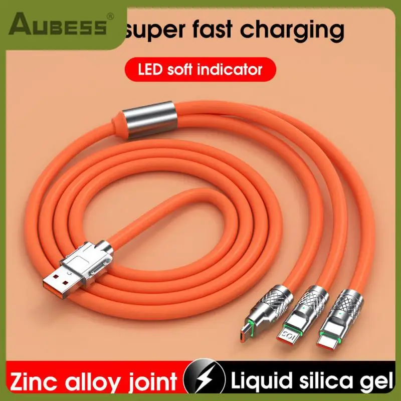 

120w Three-in-one Data Cable Multi Usb Port Super Fast Charge Usb Charger Cable Quick Charge Data Line Data Lines Zinc Alloy Hot