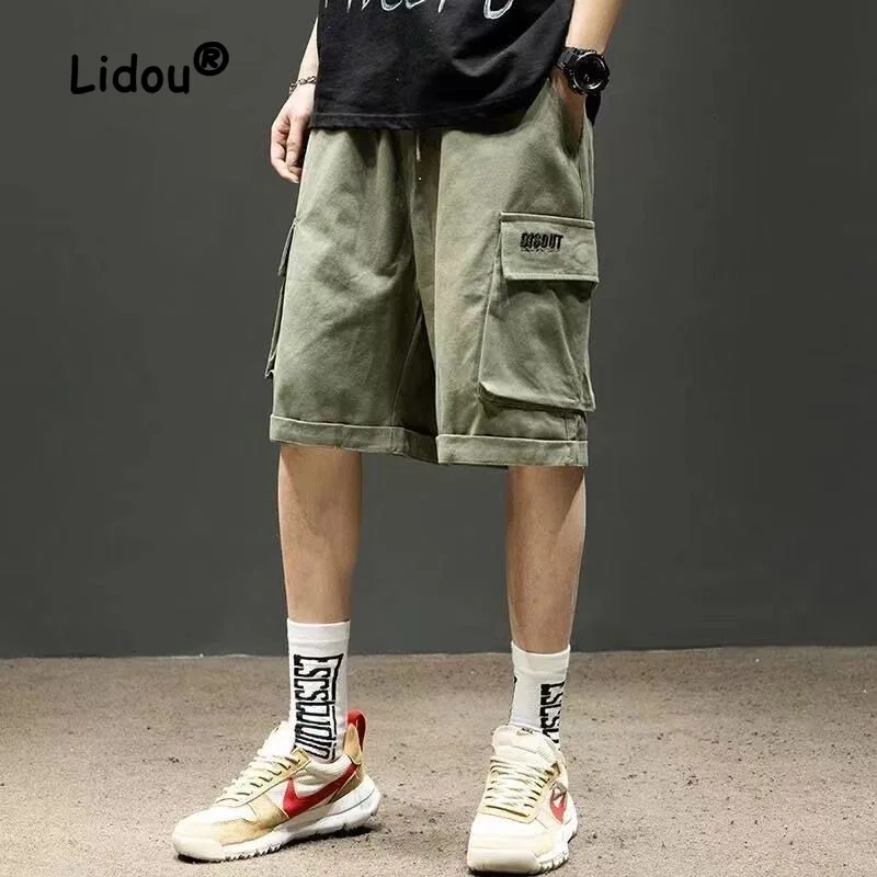 Fashion Printing Letter Cargo Shorts Men's Classic Summer Loose Street Casual Youth Handsome All-match Male Shorts 2023