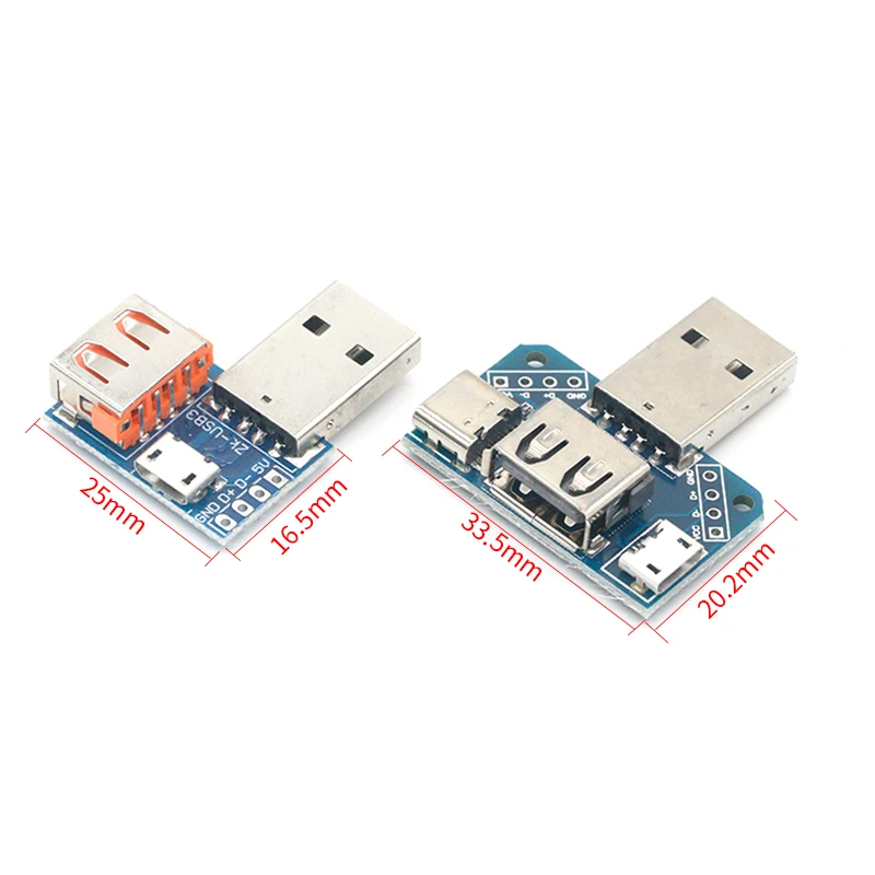 Коммутатор с USB-разъемом (штекер) и разъемом USB Type-c Micro (гнездо) 2 54-4P тестовая плата