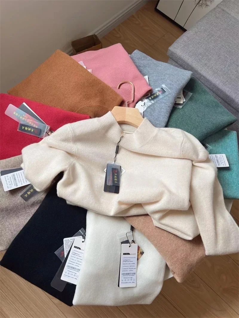 Осень/зима новый женский вязаный топ полуполо/черепашковый свитер однотонный