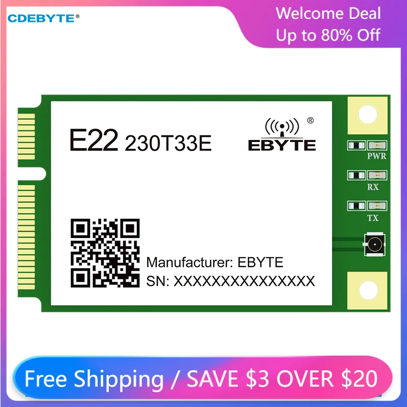 CDEBYTE SX1262 беспроводной LoRa спектр раннего света MINI PCI-e стандартный интерфейс UART/RS485/RS232/USB 33 дБм расстояние 16 км