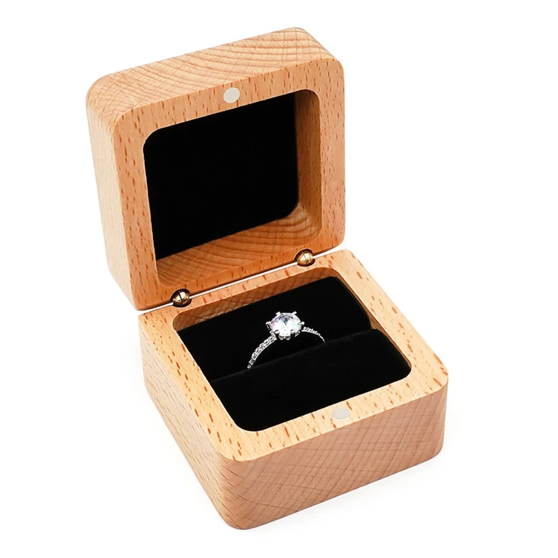 

Wooden Jewelry Gift Box Small Rustic Engagement Ring Box Portable Jewelry Case Ring Box Handmade Antique Ring Case