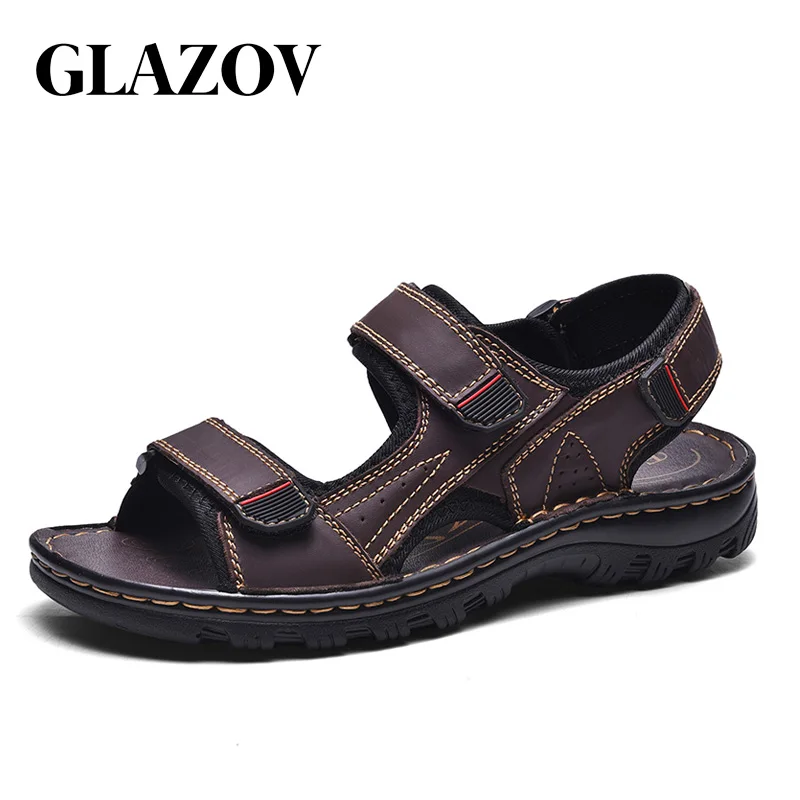 Мужские сандалии GLAZOV Footawear из натуральной кожи, летняя мужская обувь, пляжные сандалии, модные уличные повседневные кроссовки, размер 46