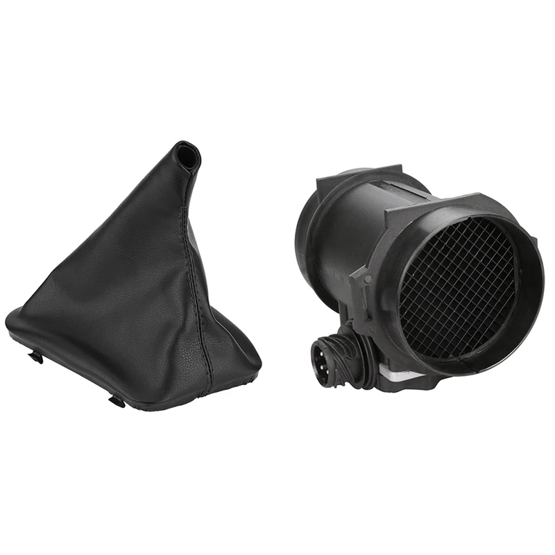 

1Pcs Car Gear Shift Stick Gaiter Boot Dust Cover & 1Pcs Mass Air Flow Sensor Meter MAF for Bmw E36 E46 1998-2005