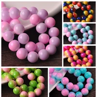 10pcs round shape 12mm rainbow colors coated glass loose beads lot for diy crafts jewelry findings