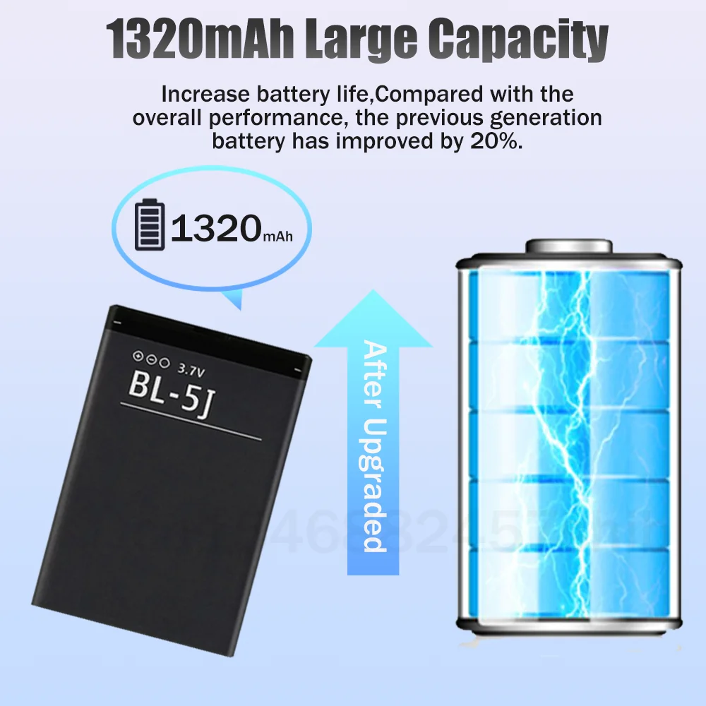 BL-5J BL 5J BL5J 3 7 V 1320mAh литиевая батарея для телефона Nokia 5230 5233 5235 5800 XpressMusic N900 Li-Ion Cell -