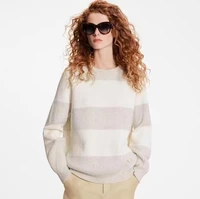high quality comfortable striped grey sweater soft long sleeve round neck women pullover spring autumn new style sweater mujer