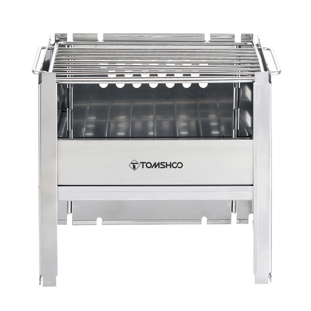 

Outdoor Stainless Steel Stove with Adjustable Barbecue Grill Firewood Bracket Portable Wood Burner Camping Pot Holder for Picnic