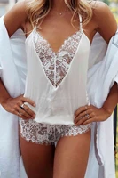 white jumpsuit lace detailed one piece united nightgown suit free shipping
